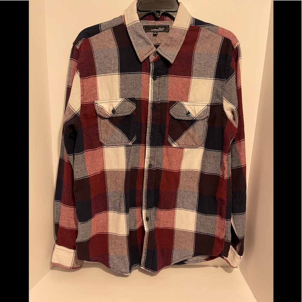 Coastal Button Down Plaid Flannel Shirt Men’s size L, Long sleeve, Red/Blue